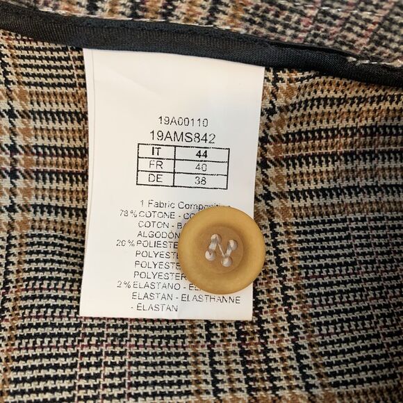 Anna Seravalli Italy Glen Plaid Button Fly Pants Stretch Flannel Trouser 44 - Picture 10 of 11